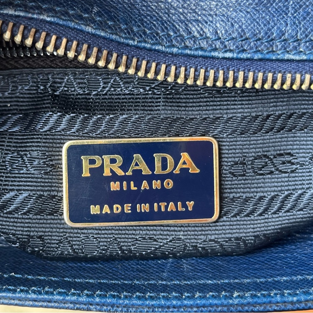 PRADA Classic Bluette Saffiano Leather Small Tote Bag - Picture 12 of 13